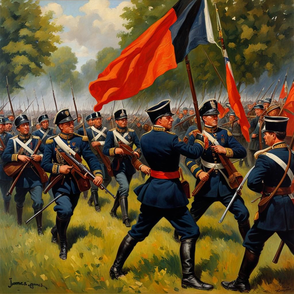 Invasion of Netherlands and Belgium as Oil Painting
