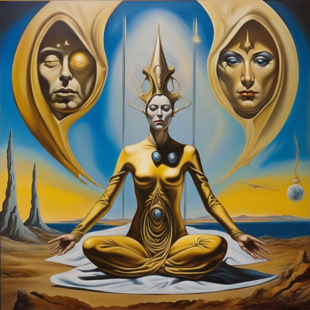 Surreal Vulcan Athena Goddess in Meditation