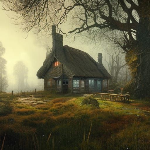 Fantasy Forest Cottage in Hyper-Detailed Digital Art
