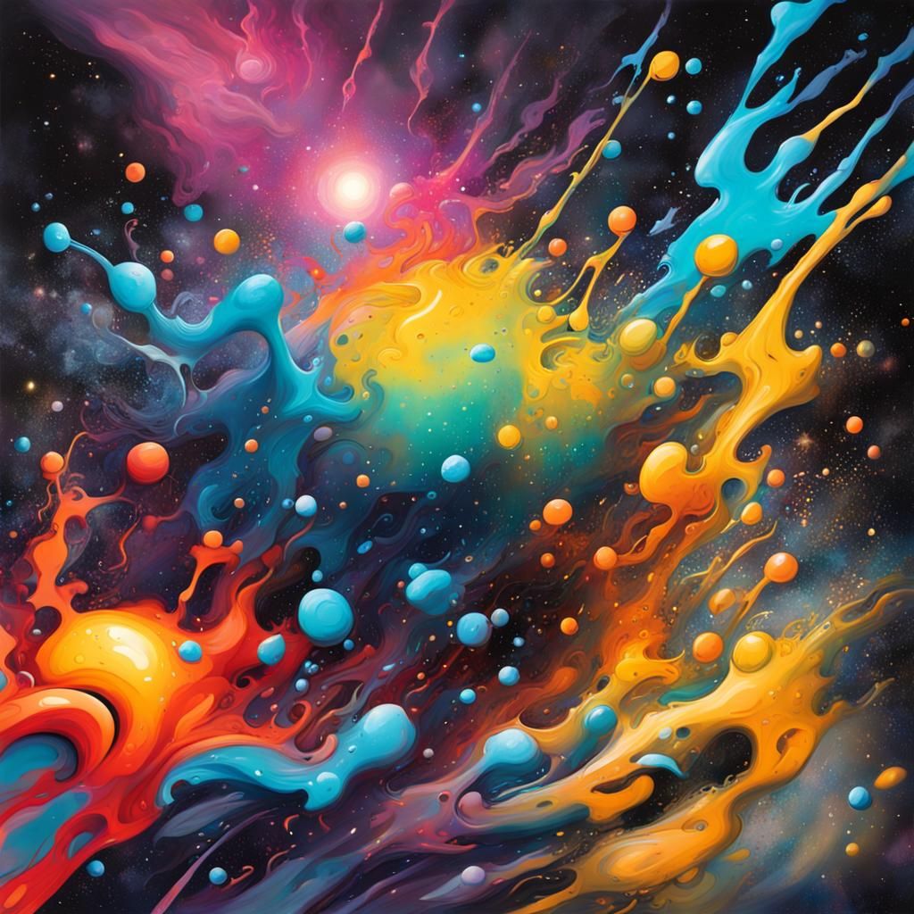 Colorful Night Galaxy in Graffiti Art Style