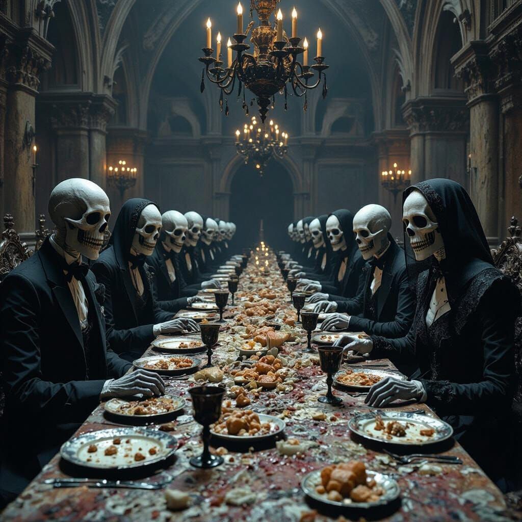 Macabre Gothic Banquet Hall in Dark Style