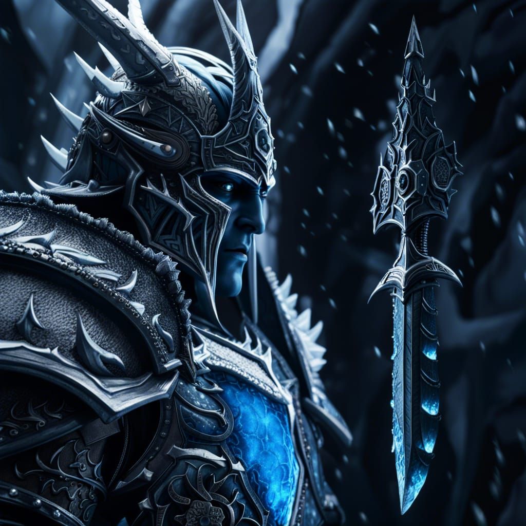Lich King with Frostmourne in a Winter Fantasy