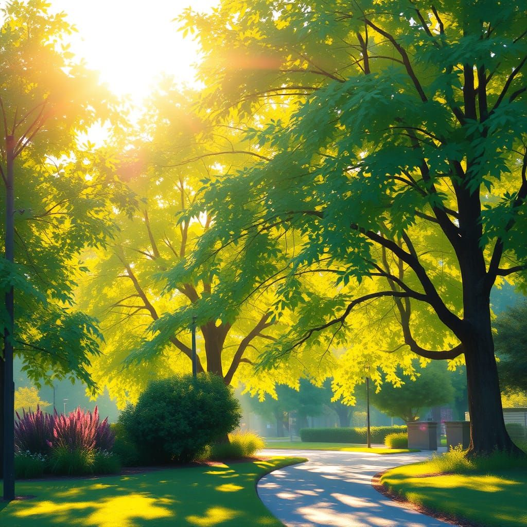 Impressionist Sunday Morning in Warm Golden Light