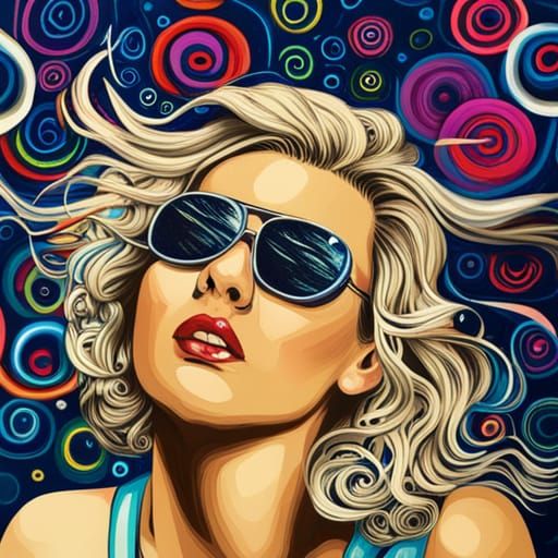 Cute Blonde's Comical Bad Hair Day in Graffiti Art