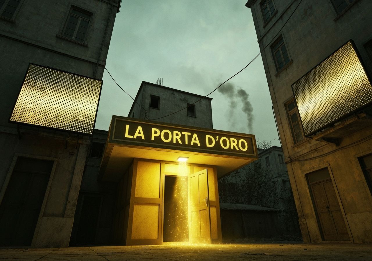 Nostalgic Nightclub Entrance in Retro-Futuristic Style