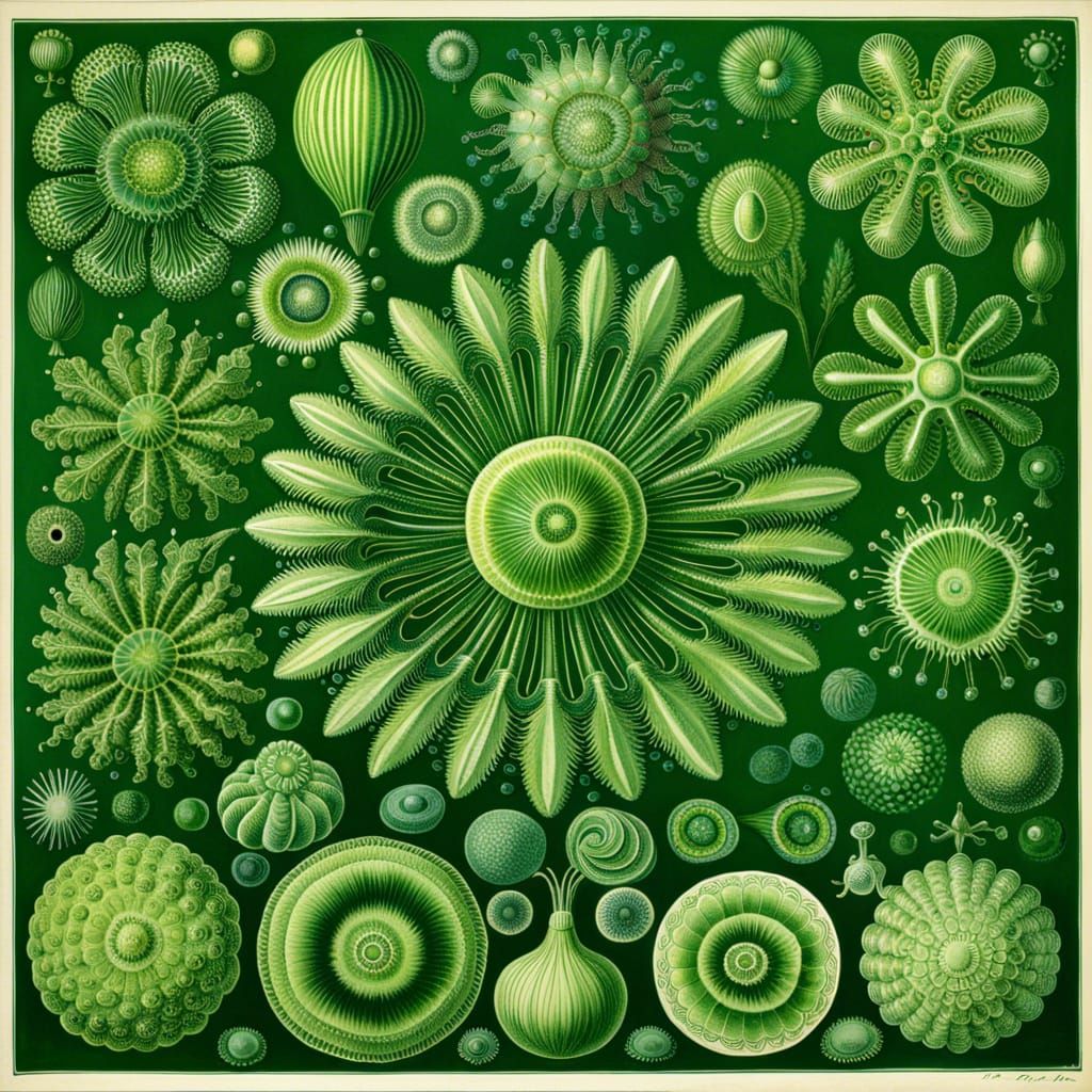 Phytoplankton Green Algae Illustration in Haeckel Style