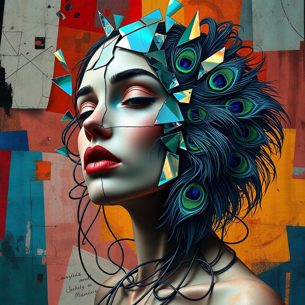 Futuristic Surrealist Fragmentation in Cubist Style