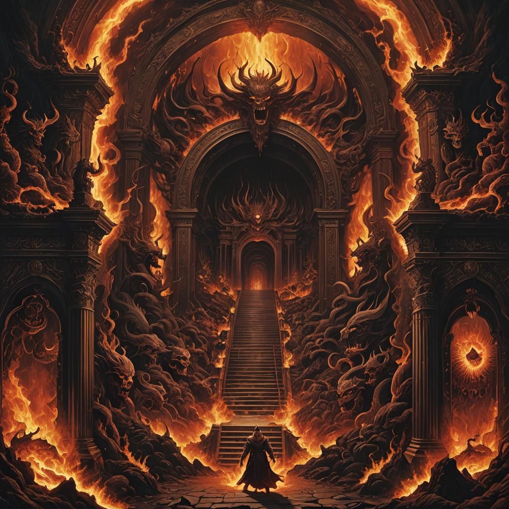 Surreal Image of The Seven Gates of Hell