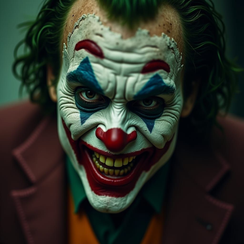 Hyper-Realistic Joker Scarecrow Face in Cinematic Style