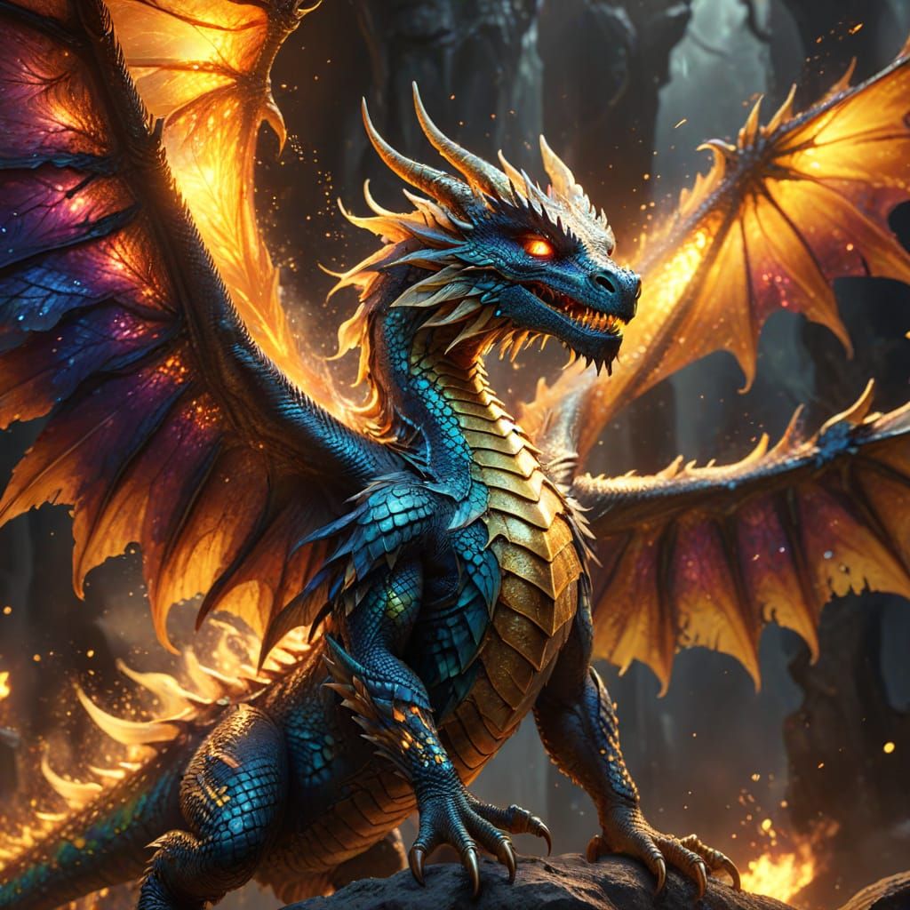 Magic Dragon in Flight: Vibrant Digital Art