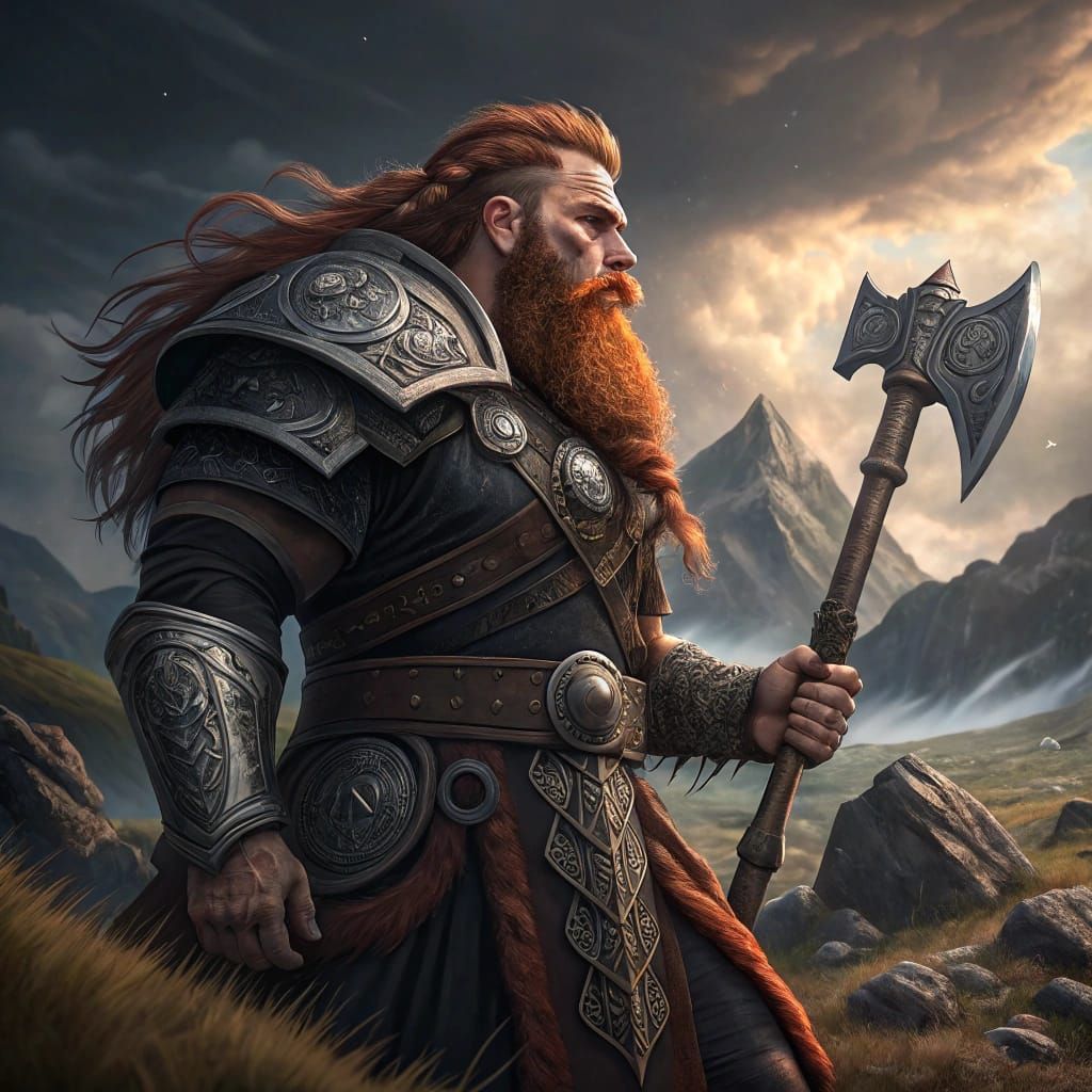 Battle-Hardened Dwarven Warrior in Semi-Realistic Fantasy Ar...