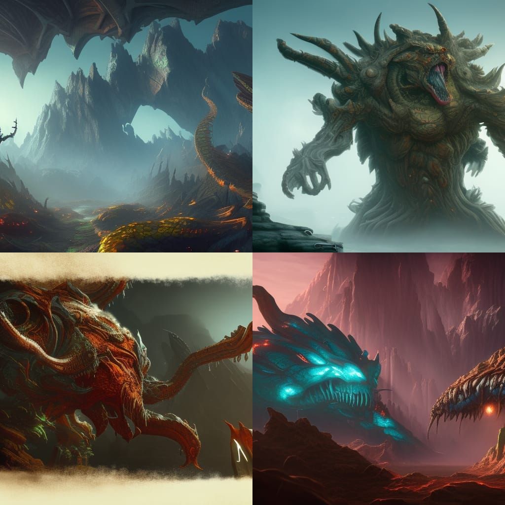 Detailed Mutant Creature in Fantasy Concept Art