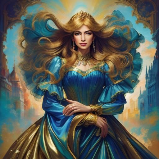 Woman in Flowing Dress: Impressionist Oil Painting