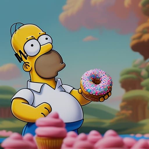 Homer Simpson's Donut Delight: Detailed Digital Art