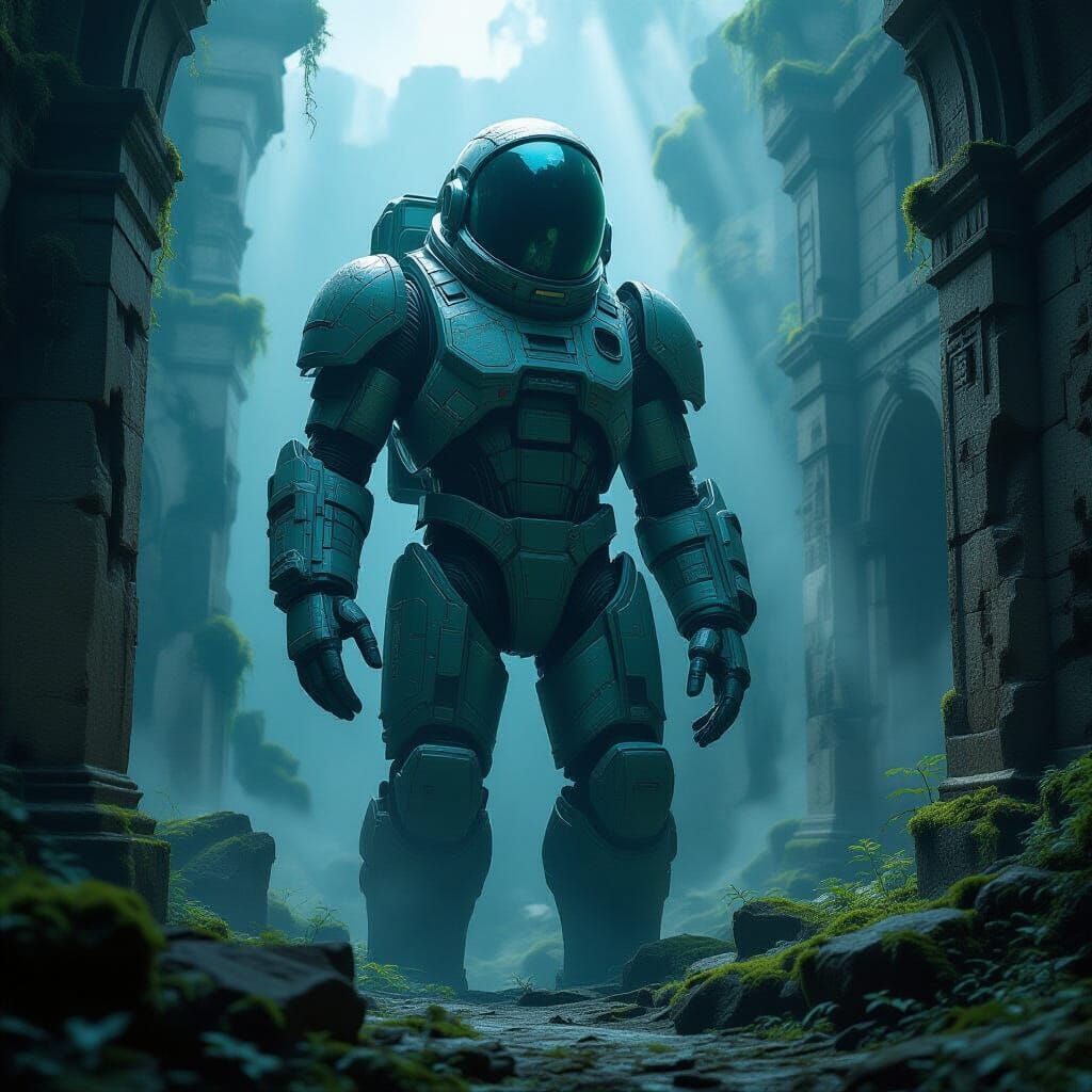 Ancient Astronaut Suit in Ruined Civilization