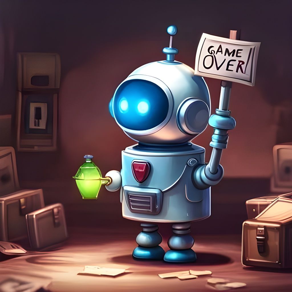 Adorable Robot Chibi in Abandoned City