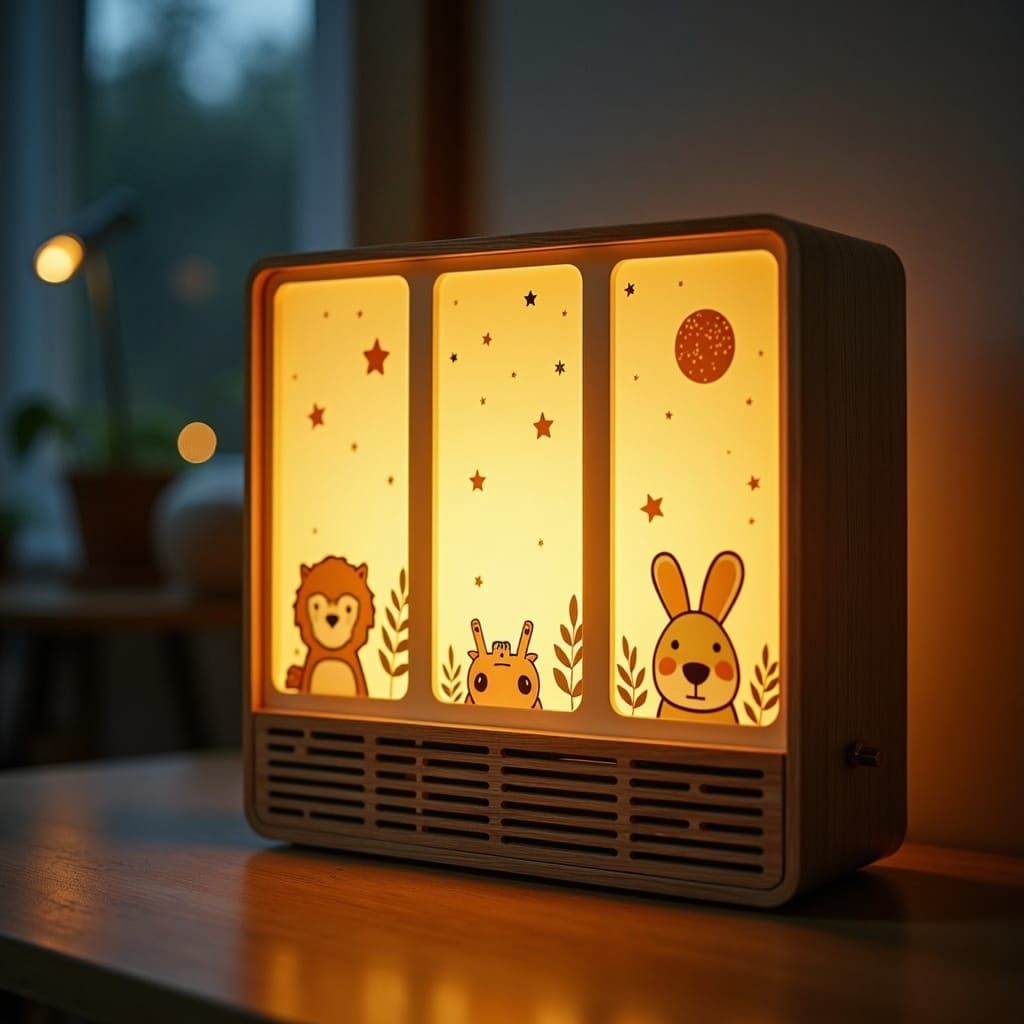 Atmospheric Children's Night Lamp with Animal Themes