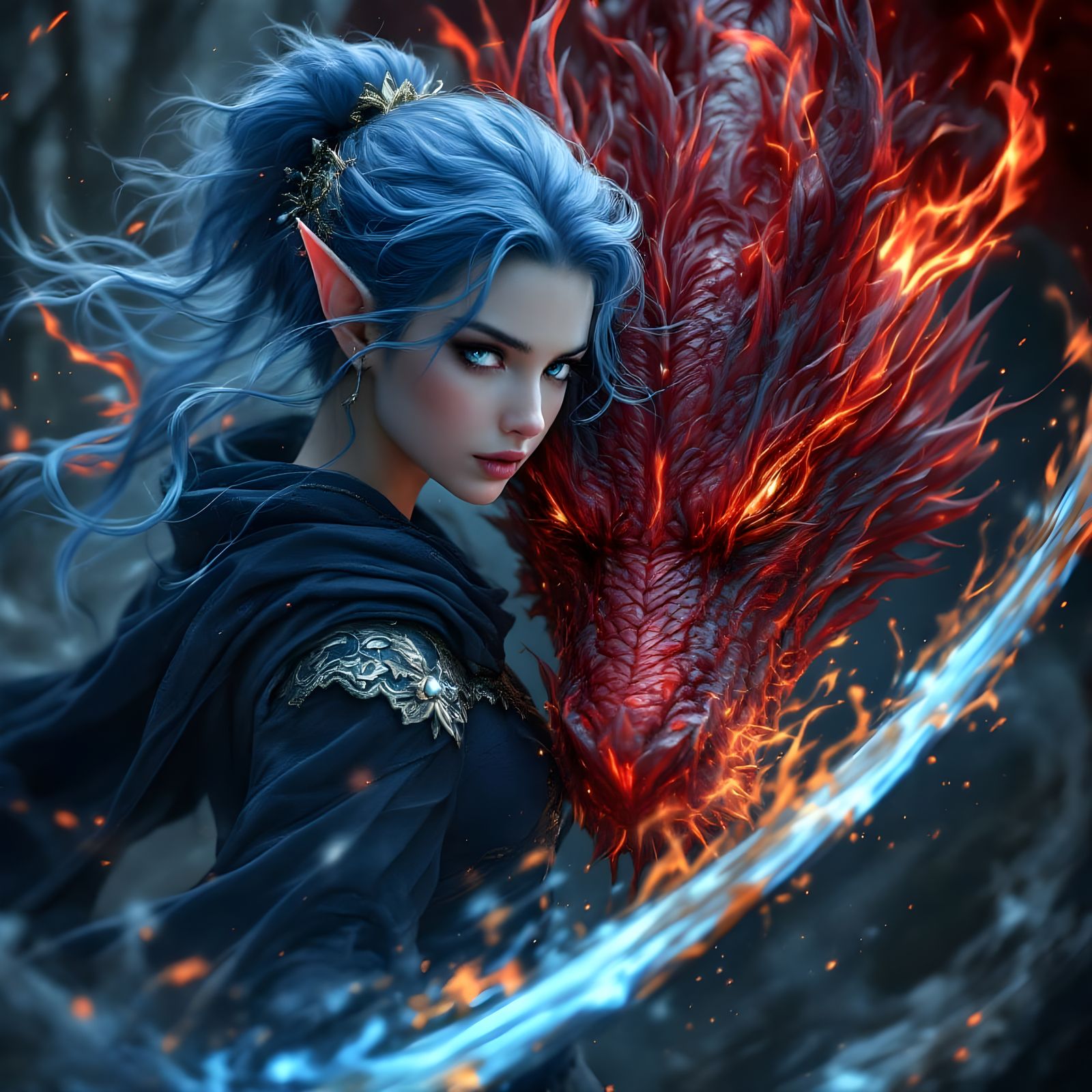 Ethereal Dragon Slayer in Dark Fantasy