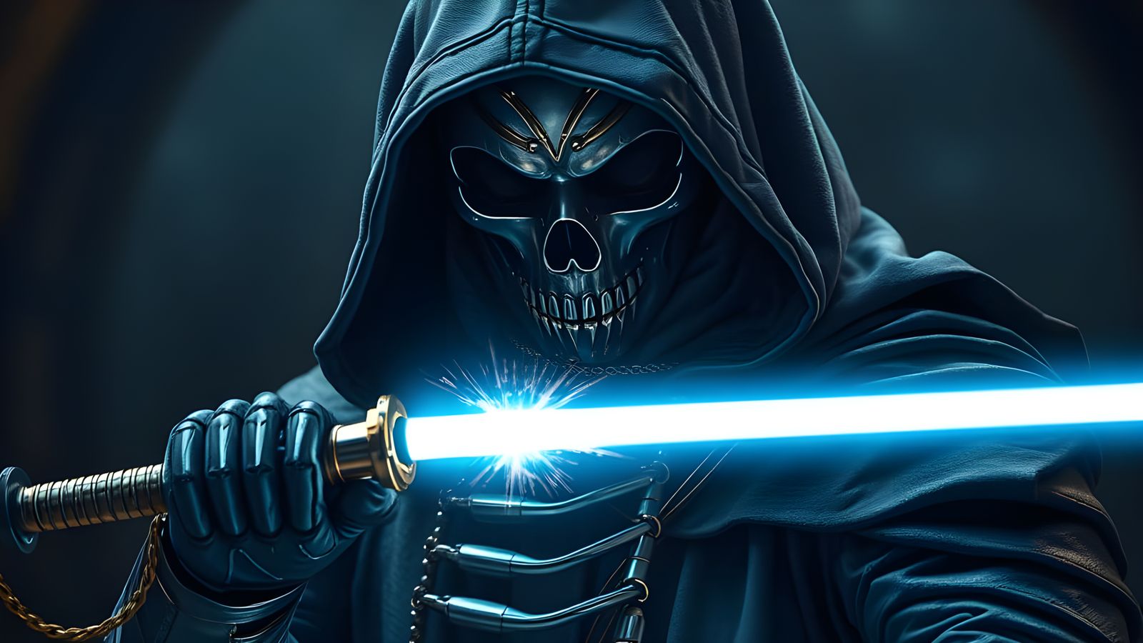 Majestic Silver Knight Readies Lightsaber for Cosmic Battle