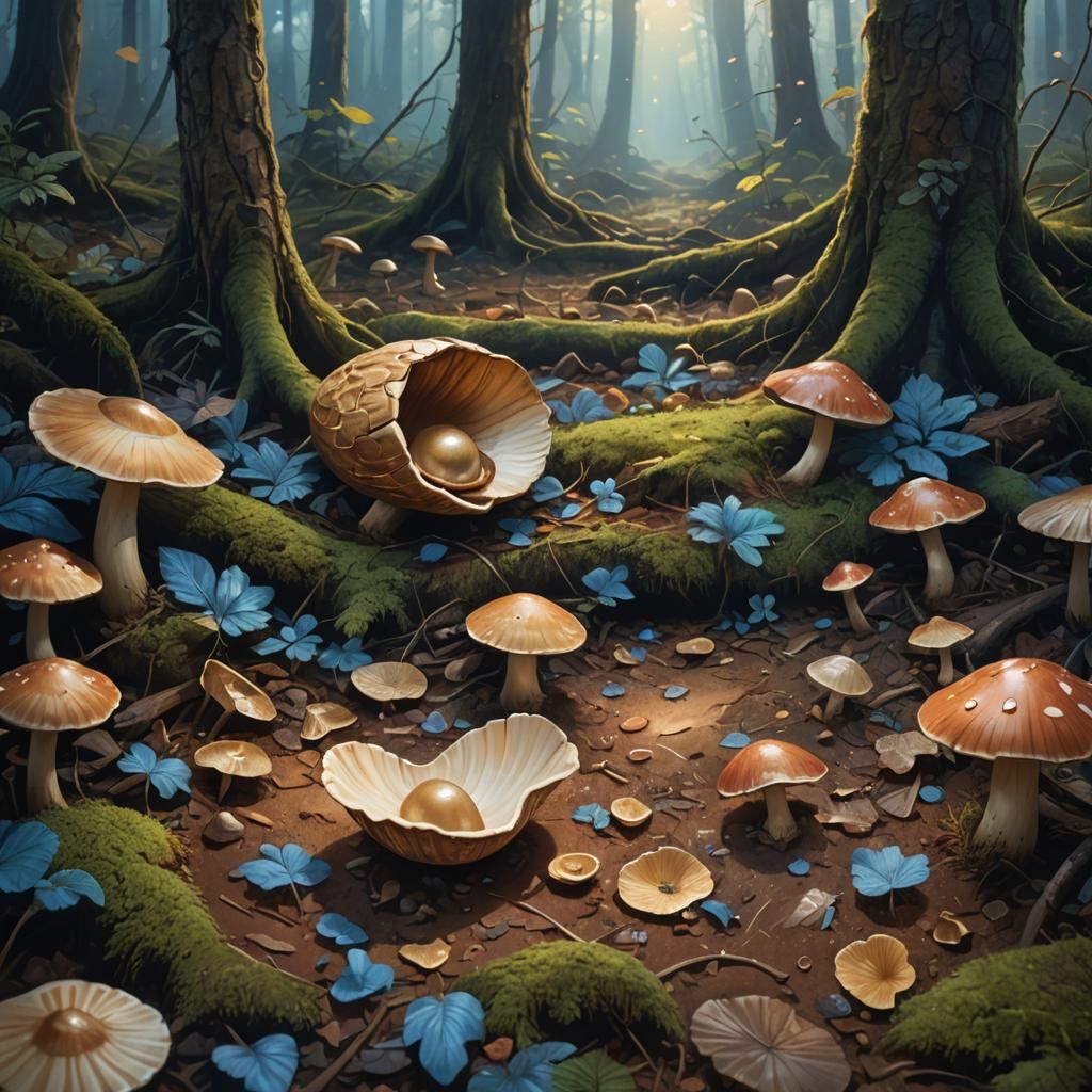 Mystical Forest Peanut Shell in Surreal Style