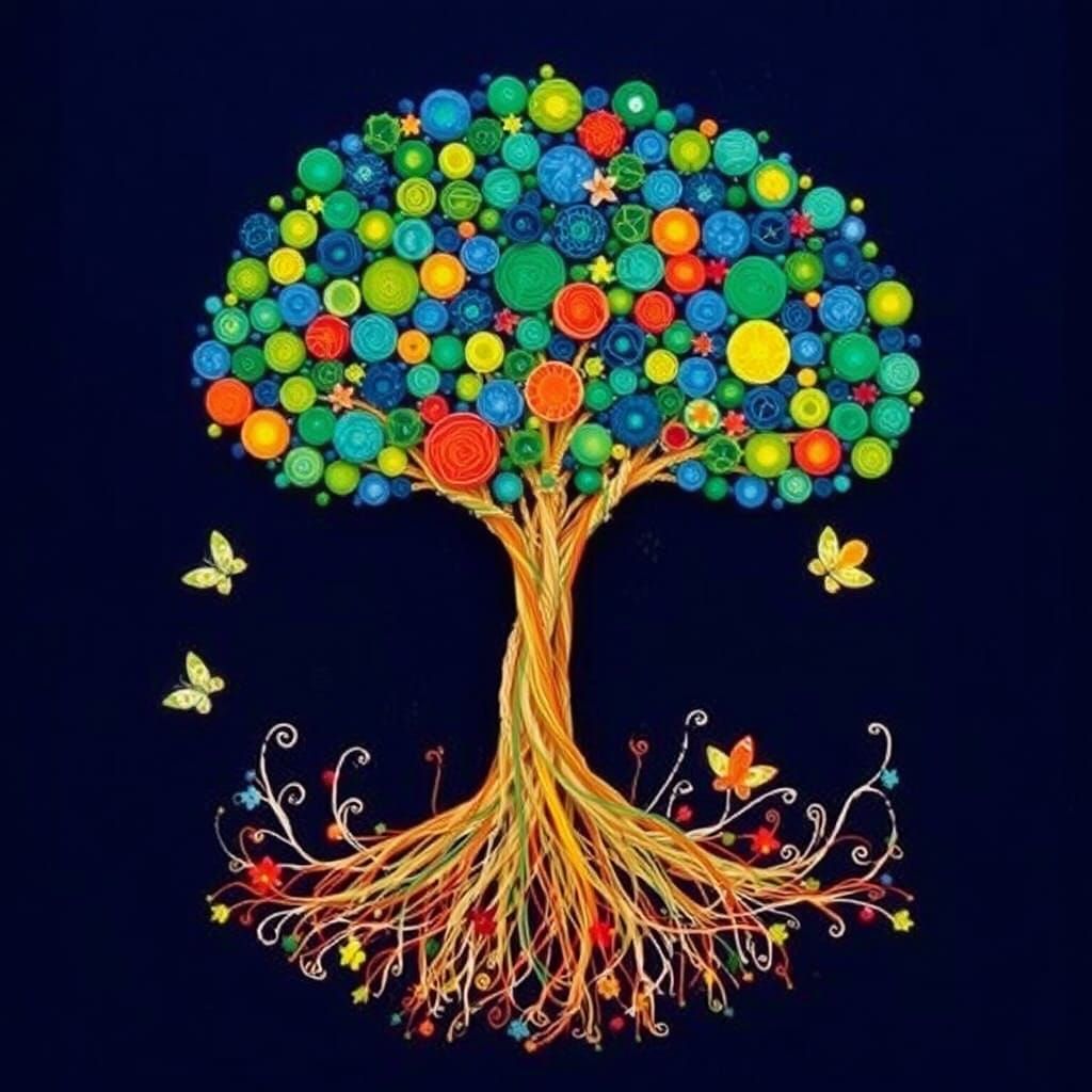 Colorful String Tree: A Whimsical Artistic Creation