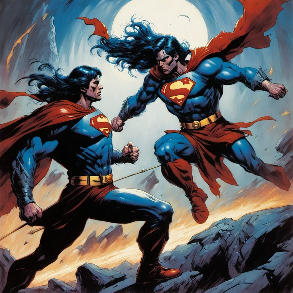 Achilles Superman Battles Alien Mongol in Dynamic Comic Art