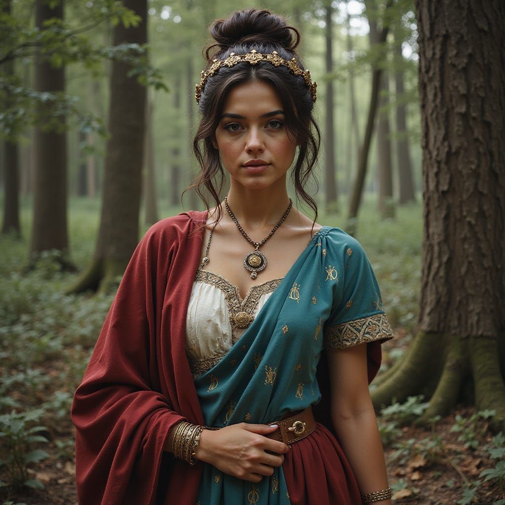 Etruscan Goddess Artume Hunts in Ancient Woods