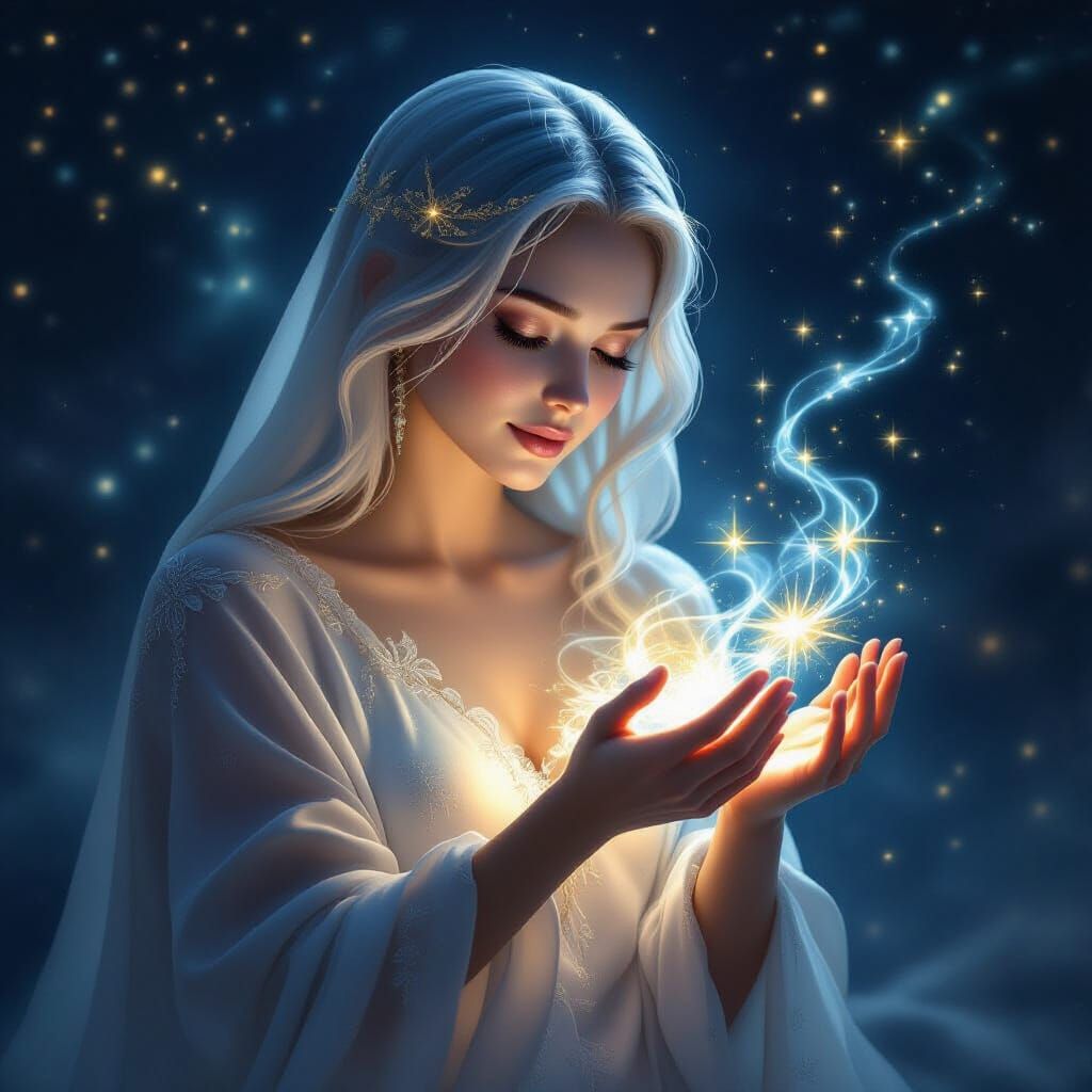 Ethereal Mother Holds Lost Spirits, Tears Form Constellation...