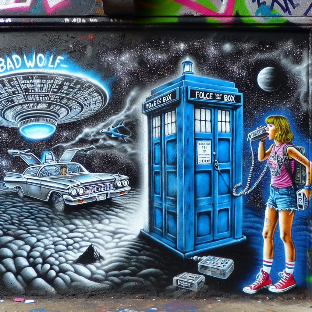 Graffiti Art: White Noise, TARDIS, and Ghost Hunter