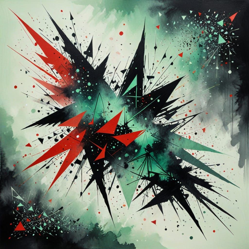 Abstract Lines and Triangles in Chinese Ink Painting