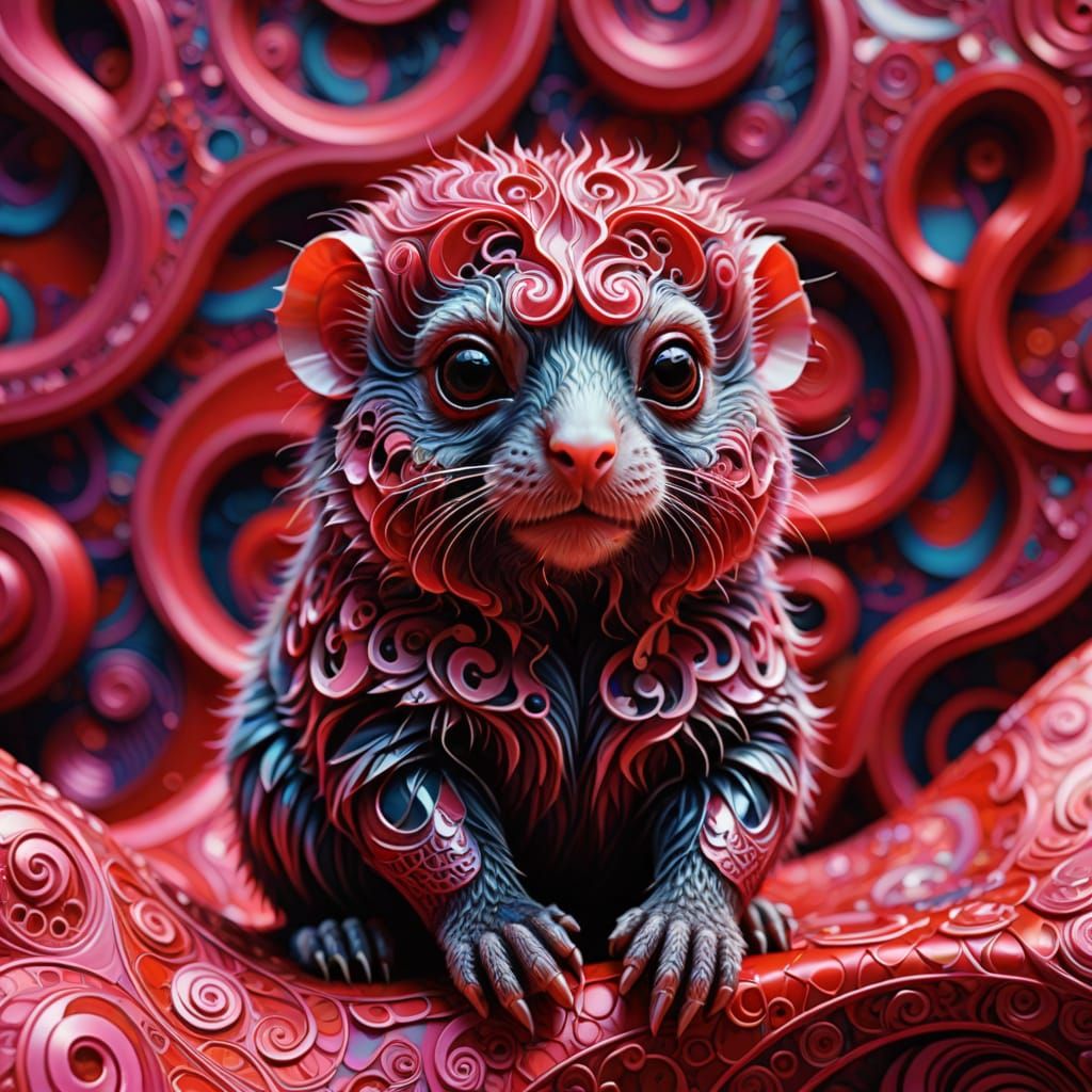 Surreal Marmoset Crafted from Leather and Plastic