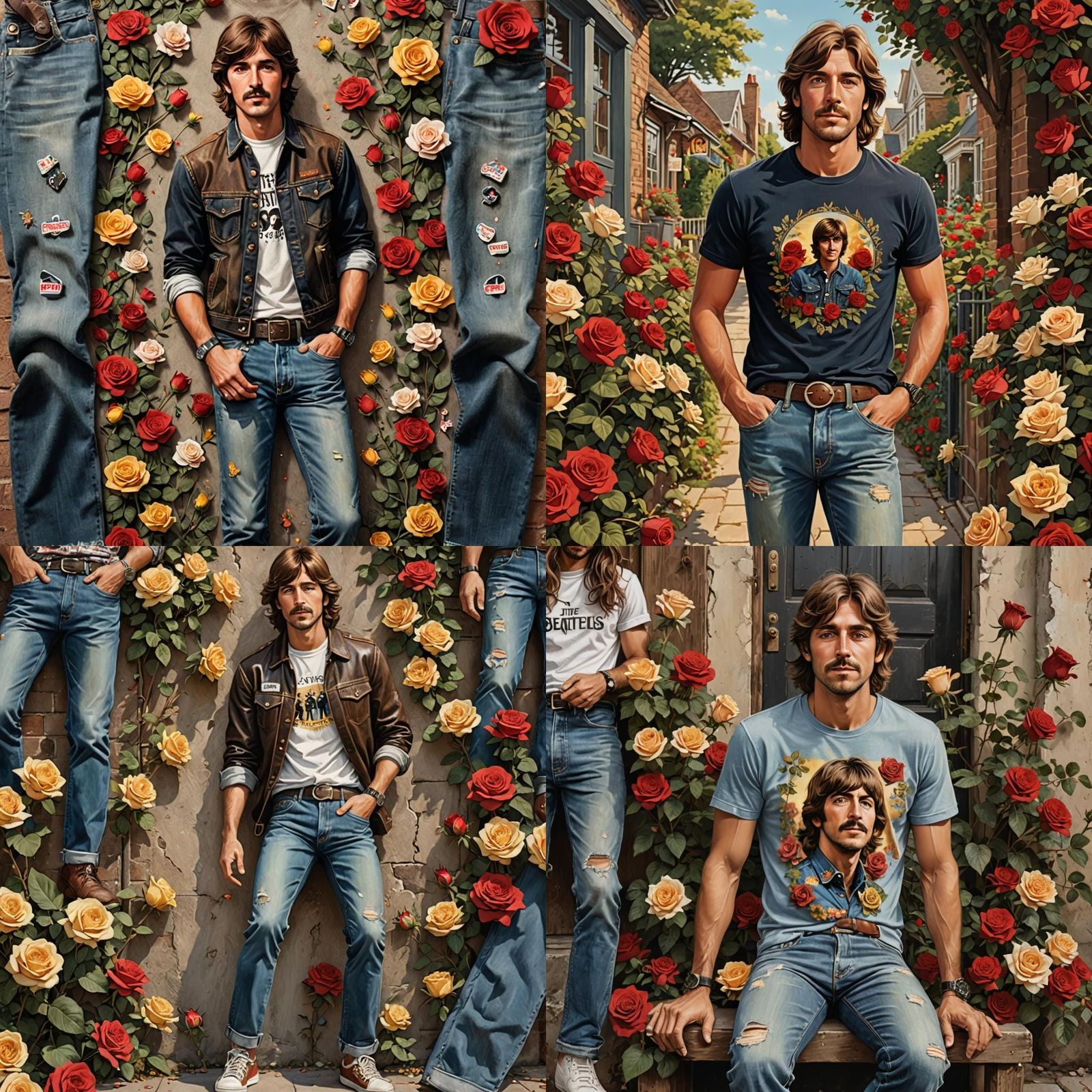 Vintage Gentleman with Roses in Sunny Village