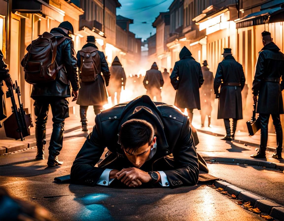 Street Scene with Dynamic Lighting and Sharp Focus