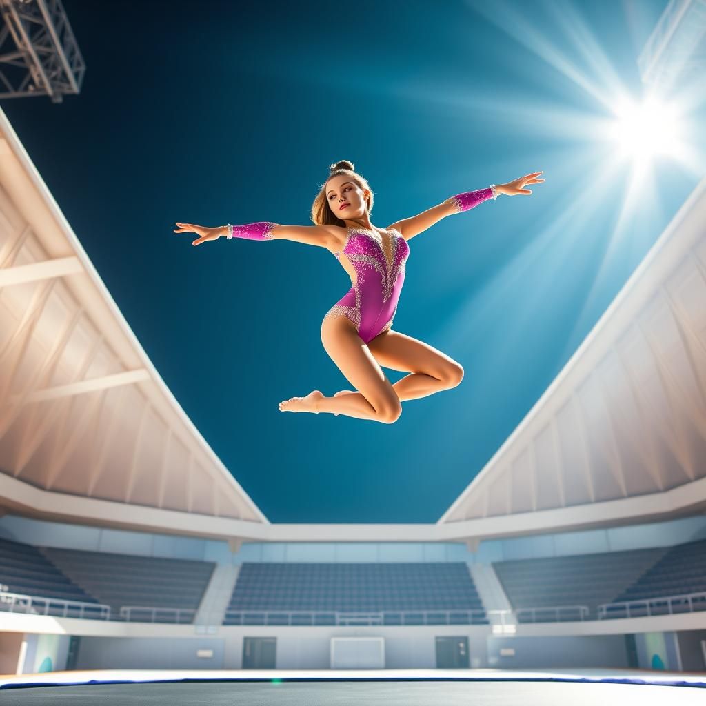 Gymnast Double Somersault in Radiant Arena