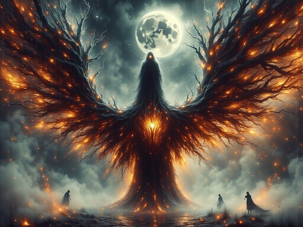 Halloween Ghosts in Dark Oil Paint with Fairy Lights