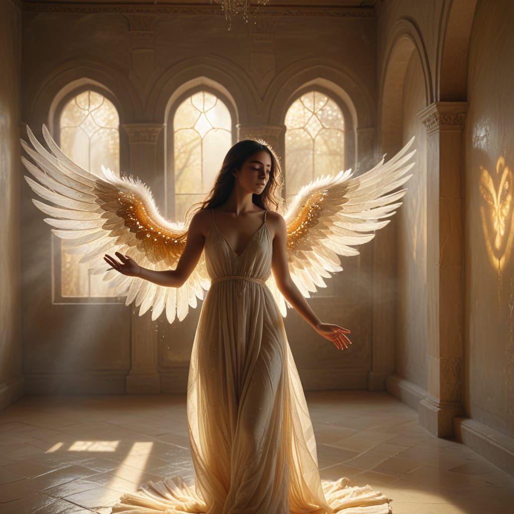 Angel Gabriel in Radiant Light: Mystical Annunciation Scene