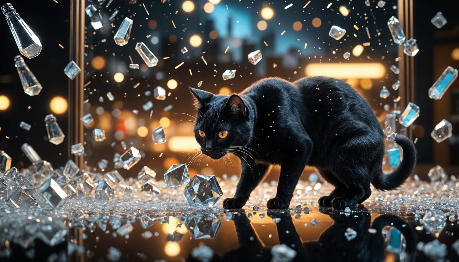 Black Cat and Bad Luck in Anime Style