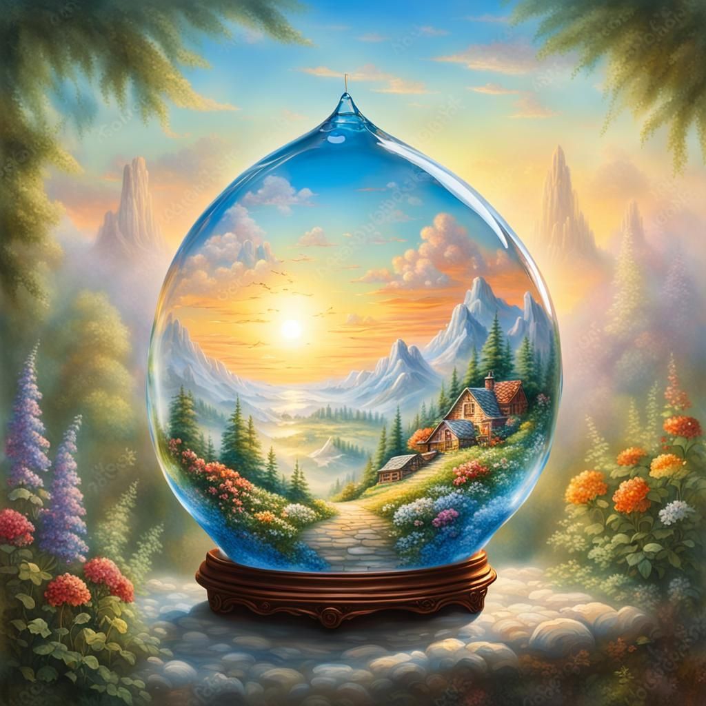 Summer Landscape in Glass Drop: Ethereal Fantasy