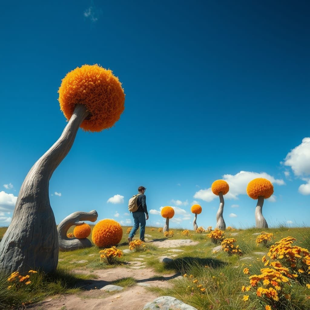 Ethereal Traveler in a Fantastical Landscape