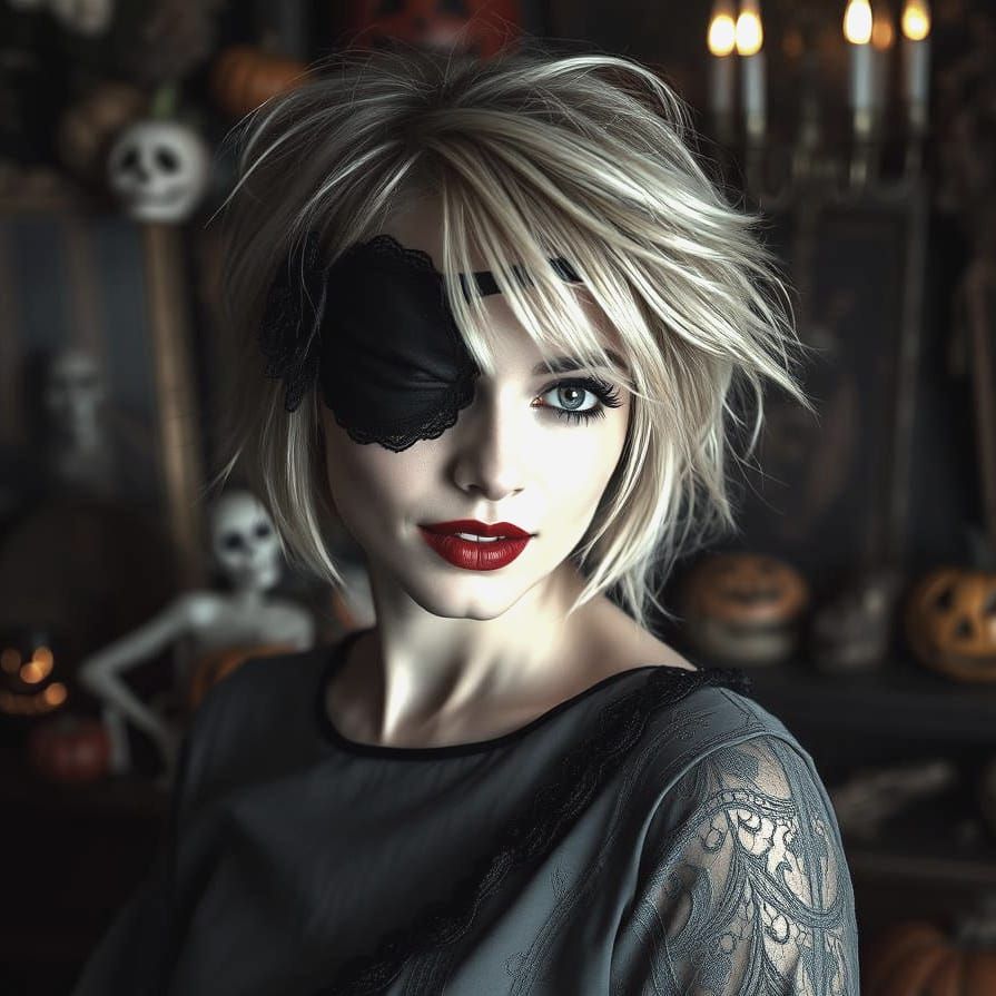 Halloween Portrait of Woman with Eyepatch
