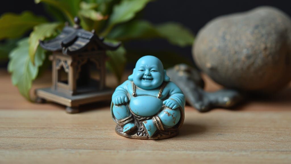 Vintage Turquoise Buddha Miniature Sculpture