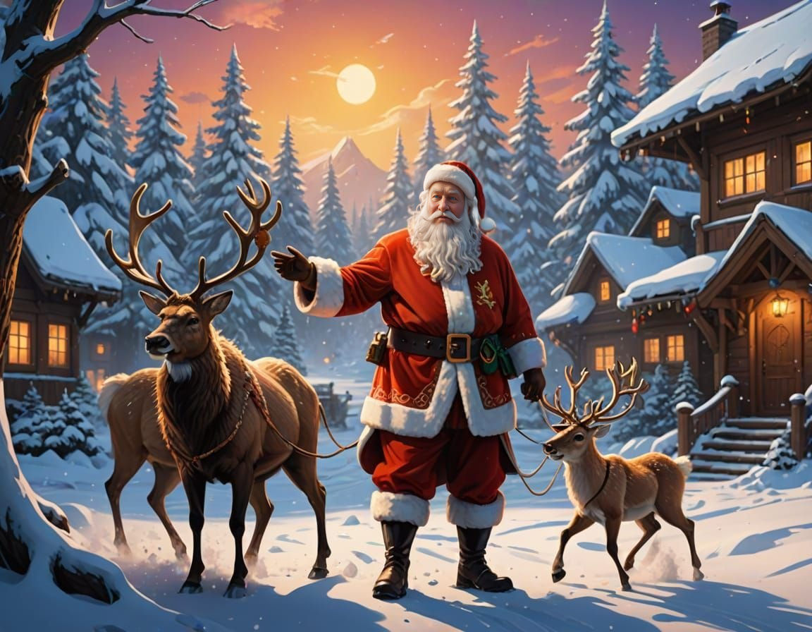 Santa Claus and Snow Maiden Enjoy Tropical Vacation