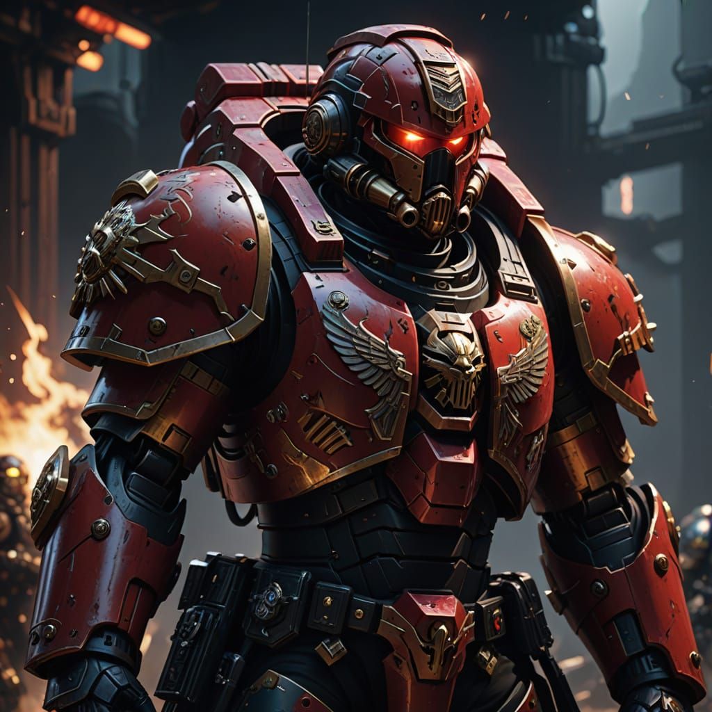 Warhammer 40k Space Marine in Anime-Inspired 3D Armor