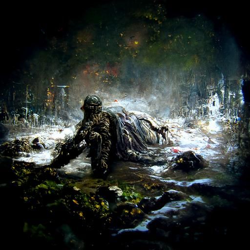 Ethereal Fantasy Soldier in Mud