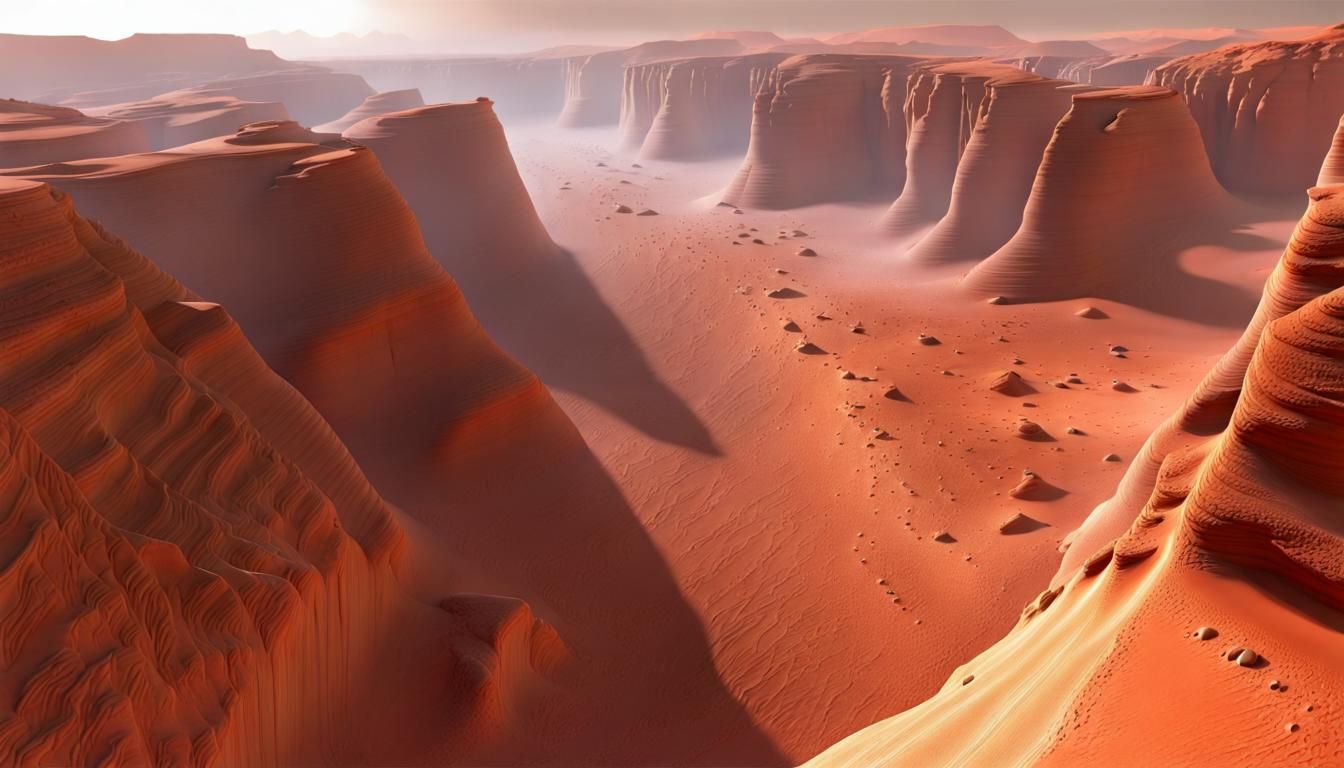 Spectacular Canyon in the Mars Desert