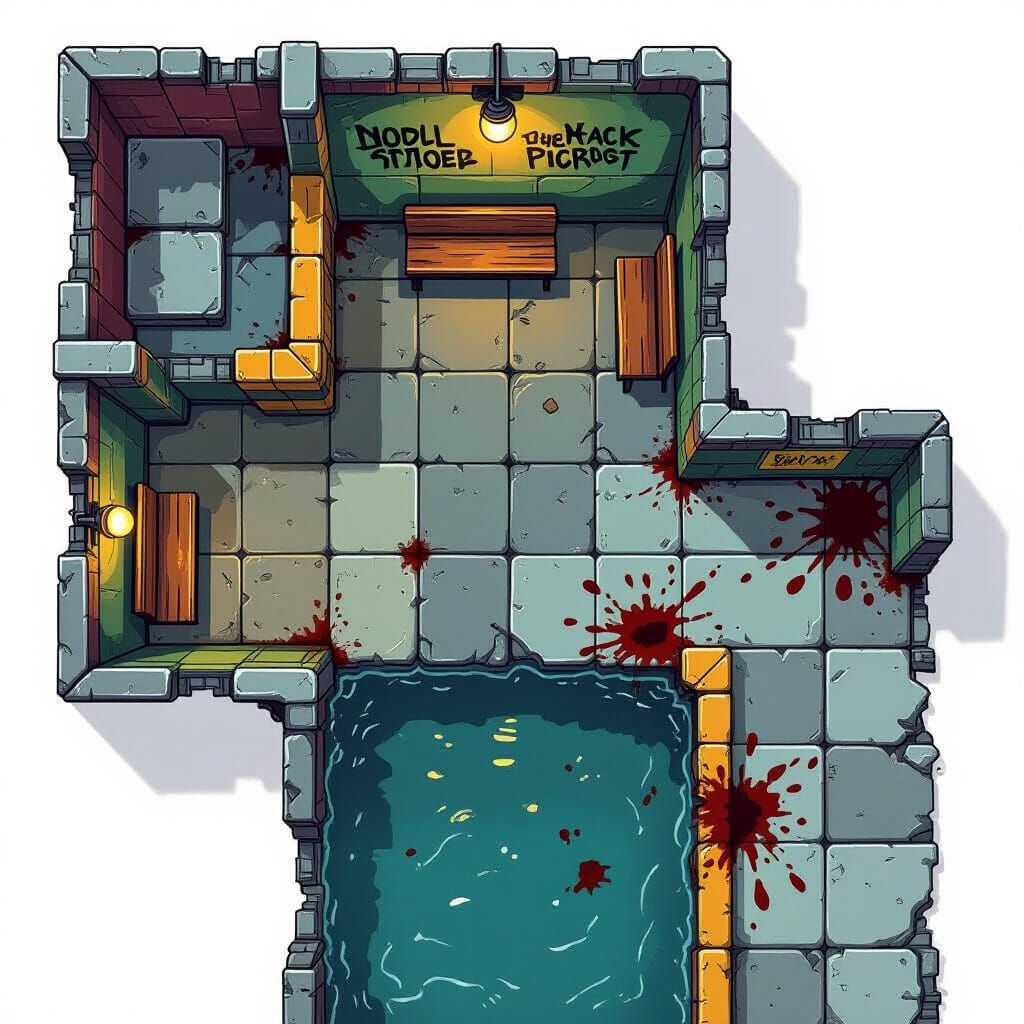 Abandoned Subway Platform Tile for Zombie Board Game