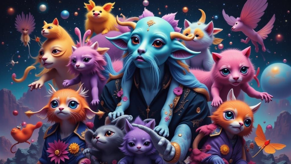 Fluffy Alien Animals in Detailed Matte Painting