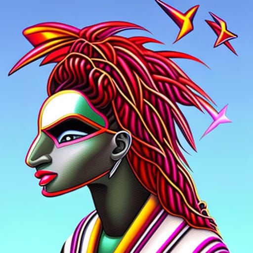 Giant Greek Sphinx in Colorful Neoclassical Style