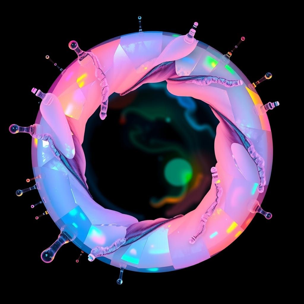 Bioluminescent Opal Prism in Graffiti Art Style