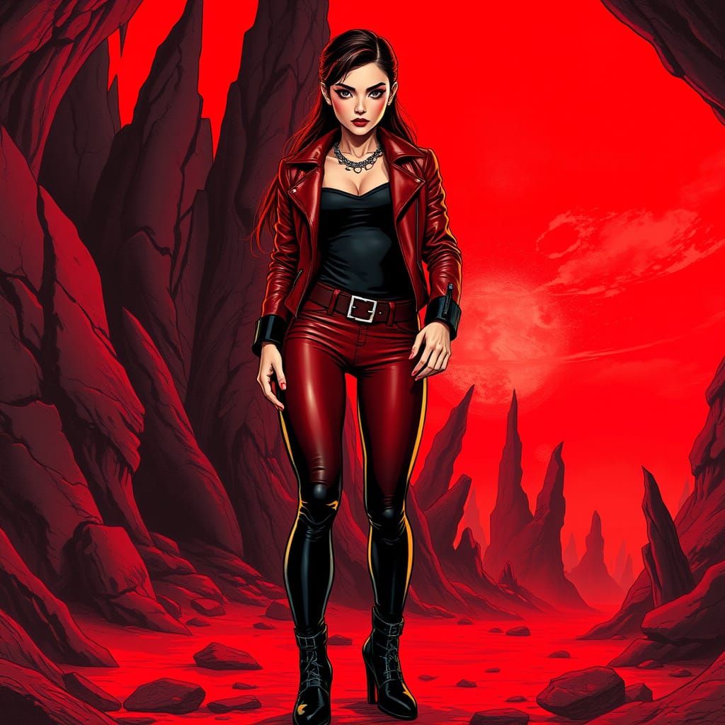 Fierce Asian Woman in Crimson Cave